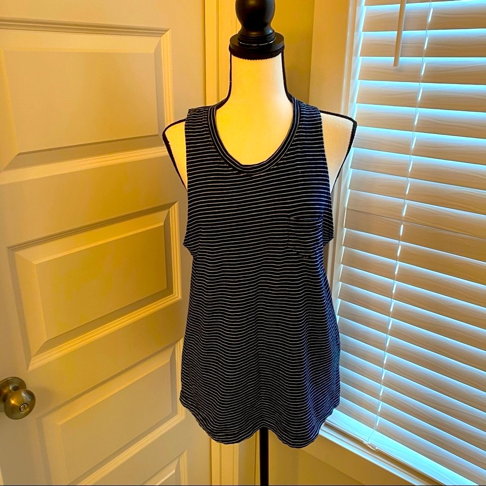 Stateside || Navy/white striped razorbacks tank with small front pocket